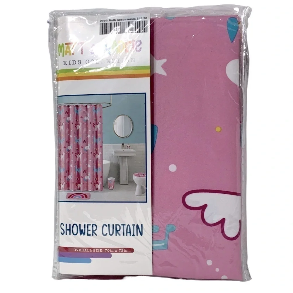 Matt & Maddie Unicorn Rainbow Fabric Shower Curtain 70 X 72 In Multicolor Pink